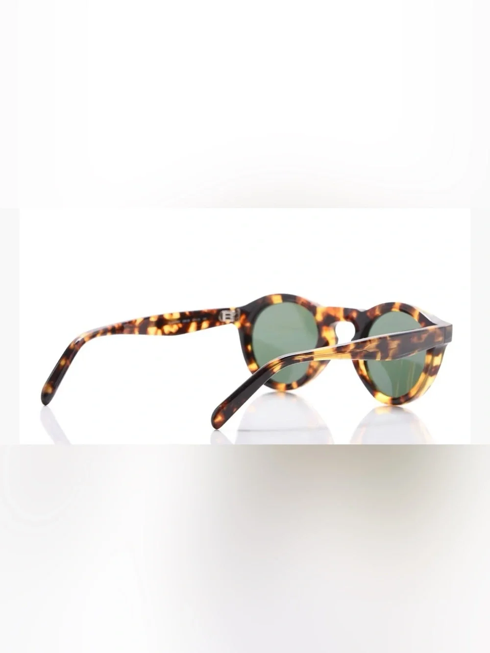 Celine Bevel Round Sunglasses in Tortoise, w/ Keyhole Bridge - Picture 4 of 13